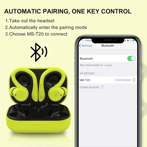 Miniatura 3 de Auriculares inalámbricos verdes sobre la oreja con ganchos para los oídos Auriculares Bluetooth para correr con gancho para la oreja Auriculares