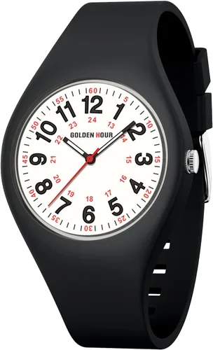 Miniatura 13 de GOLDEN HOUR Relojes deportivos impermeables analógicos unisex para enfermeras, profesionales médicos, estudiantes, esfera militar brillante y fácil