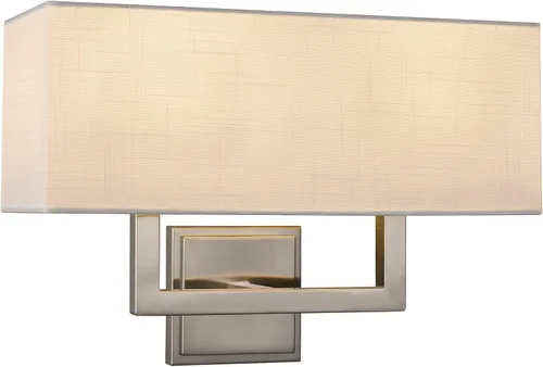 Miniatura 9 de Kira Home Haven - Lámpara de pared moderna de 16 pulgadas, 2 luces + pantalla rectangular de tela blanca, acabado de níquel cepillado