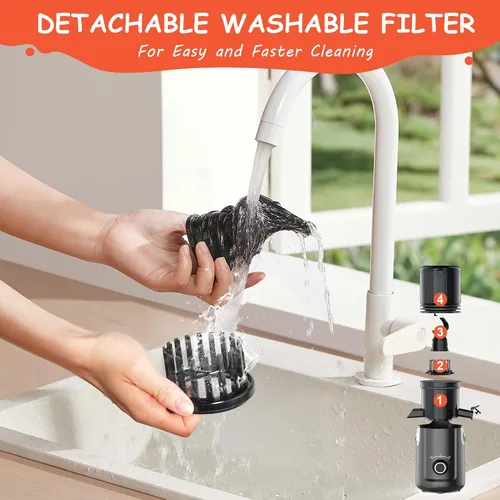 Miniatura 4 de Hobsir Máquinas de exprimir, exprimidores de prensa fría de 5.3 pulgadas, exprimidor masticable de jugo lento con 300W, máquinas de jugo con tolva