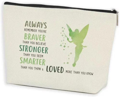 Azteoiz Regalos inspiradores para mujeres, bolsa de maquillaje con cremallera para mujeres y niñas, You Are Braver Stronger Smarter Than You Think