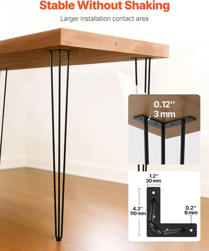 Miniatura 4 de Happybuy Patas de mesa con horquilla de 36 pulgadas en negro, juego de 4 patas de escritorio, capacidad de carga de 220 lbs cada pata, patas
