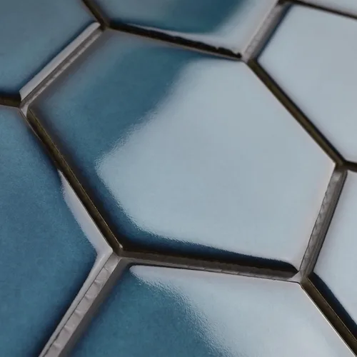 Miniatura 3 de TPMG-29 - Mosaico hexagonal de 4 x 4 pulgadas, porcelana, color azul cristal (pulido), 1 hoja