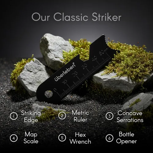 Miniatura 5 de überleben Zünden Original Ferro Rod Fire Starter Survival Tool – Up to 15,000 Strikes, 3/8" Fire Steel with Wood Handle, Multi-Tool Striker &