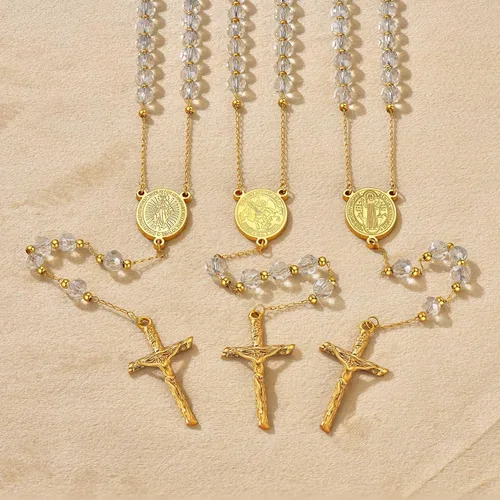 Miniatura 6 de ChainsProMax Collar con rosario de Virgen MaríaSan Cristóbal y San Miguel para mujer, foto personalizadatexto disponible-Envía caja de regalo