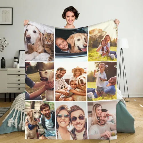 Miniatura 36 de Manta personalizada con texto de fotos, manta personalizada con mis propias fotos, manta conmemorativa personalizada para madres para mamá, papá