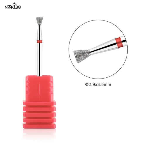 Miniatura 2 de Brocas de diamante cónico para preparación de uñas 3/32 vástago de broca limpiador de cutículas herramienta