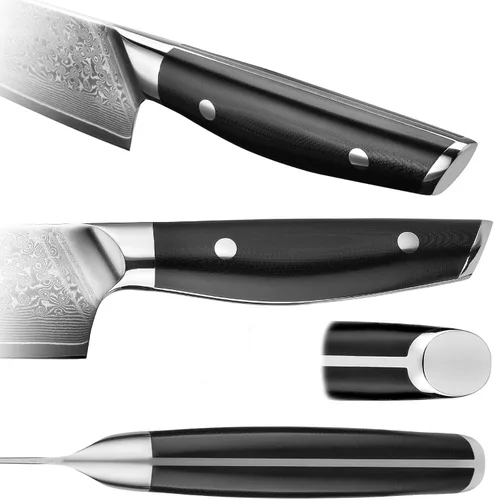 Miniatura 3 de Klaus Meyer Luxor - Cuchillo de chef de 8 pulgadas, cuchillo de cocina de damasco, cuchillo de chef japonés VG10 de acero inoxidable de alto carbono