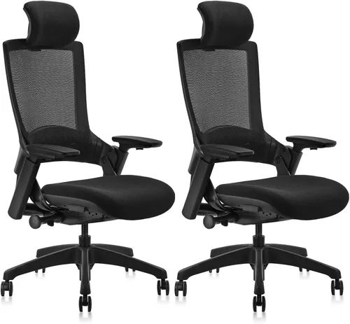 Miniatura 11 de CLATINA Silla de oficina ergonómica de tela con profundidad ajustable, altura del asiento, cabeza 2D, reposabrazos 3D y soporte lumbar, silla