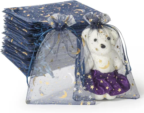 Miniatura 8 de Hopttreely Pequeñas bolsas de organza de agradecimiento, recuerdos de boda con cordón, bolsas de regalo de joyería 4X6 para fiestas, bolsas de Blanco