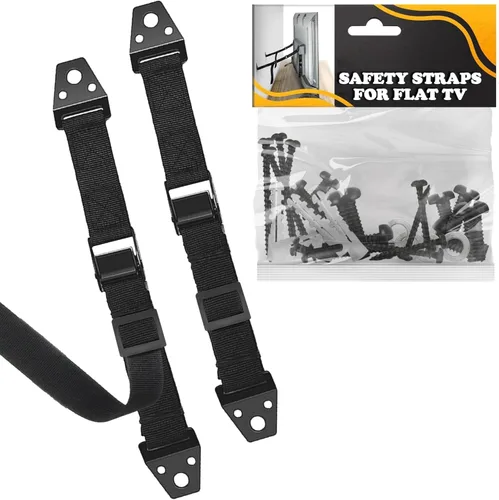 Correas de seguridad de TV para anclaje de muebles – Correas de TV anti-punta de seguridad para pantalla plana, fácil de instalar y sostener hasta
