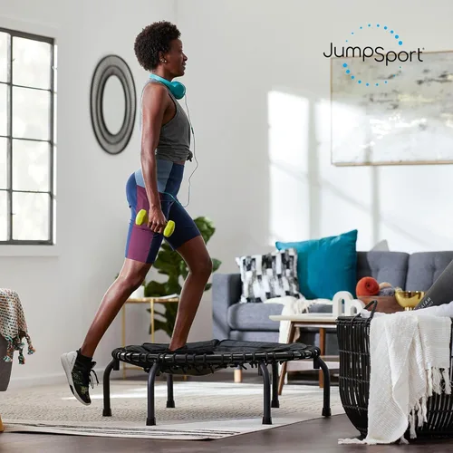 Miniatura 7 de JumpSport 39" Essential Fitness Trampoline Model 220, 230, 250 Exercise Trampoline 30 Low-Impact Bungees Negro