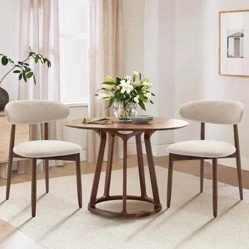 COLAMY - Juego de 2 sillas de comedor de madera, sillas laterales modernas tapizadas en tela para la cocina, silla de comedor de estilo granja con