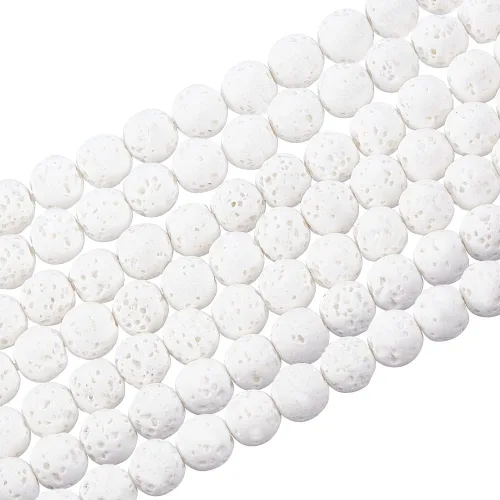 PH PandaHall 610 cuentas de lava natural de 0.236 pulgadas (0.236 in) con cuentas de chakra blanco, cuentas redondas teñidas de piedras preciosas