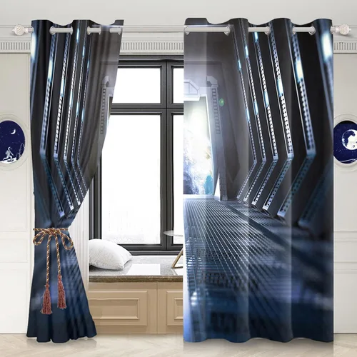 Miniatura 3 de Renaiss Cortinas para ventana del espacio exterior, paso interior de la estación espacial, corredor de ciencia ficción futurista, vista