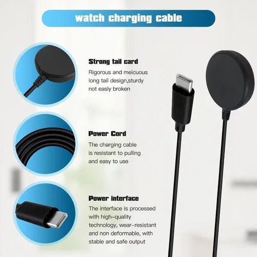 Miniatura 5 de Base de carga rápida USB C para Samsung Galaxy Watch, compatible con reloj 8/8 Classic/Ultra/7/6/6 Classic/5/5 Pro/4/4 Classic/3/Active/FE