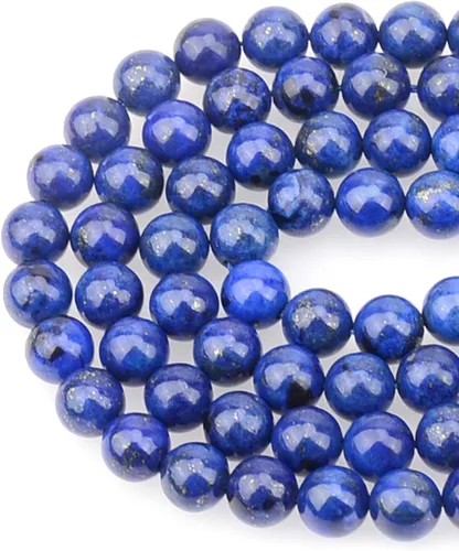 Cuentas sueltas de 0.315 pulgadas/8mm de piedra natural redonda para hacer joyas con cordón elástico Lapislázuli azul