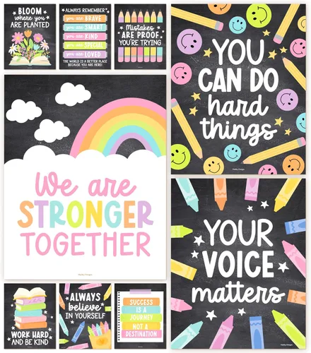 Miniatura 15 de Hadley Designs Póster motivacional para decoración de aula, 9 pósteres de aula de mentalidad de crecimiento, decoración de pared inspiradora