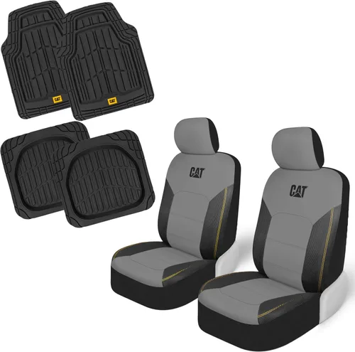 Miniatura 12 de Cat FlexHybrid - Fundas de asiento de automóvil, de piel sintética negra de alta calidad + fundas de asiento de malla para autos, camiones, SUV