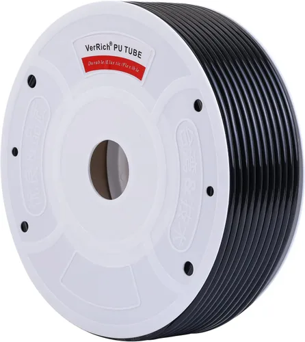 VerRich Manguera neumática de tubo de poliuretano negra de 10 mm de diámetro exterior x 6,5 mm de diámetro interior, 328 pies (100 metros) de línea