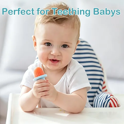 Miniatura 6 de Moldes de silicona para paletas de bebé, 6 cavidades para niños pequeños, molde para helado con palitos para jugo de frutas, yogur, moldes de Rosa