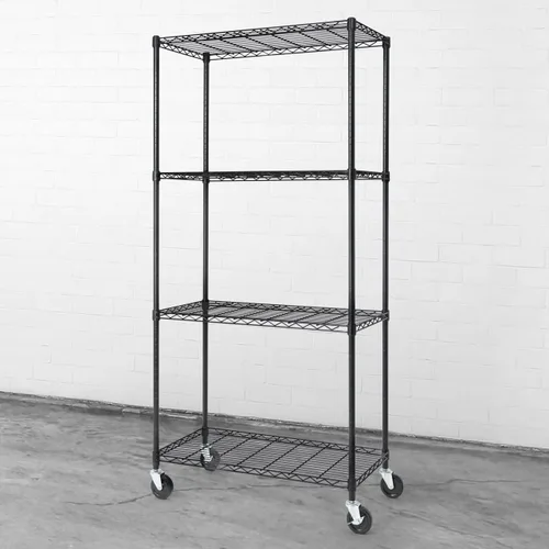 Miniatura 2 de CAPHAUS NSF - Estantería de alambre de grado comercial de alta resistencia con ruedas, patas niveladoras y forros, estante de metal