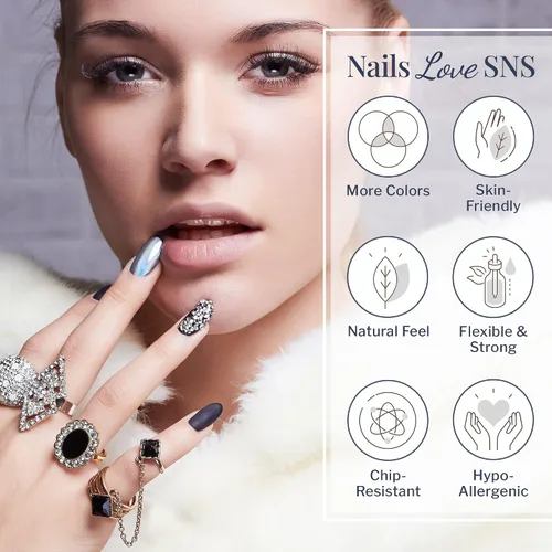 Miniatura 3 de SNS Polvo de inmersión de uñas, polvo de inmersión de color geloso – Alaskan Cruise (gris metálico/plateado, brillante) – Color de uñas de larga