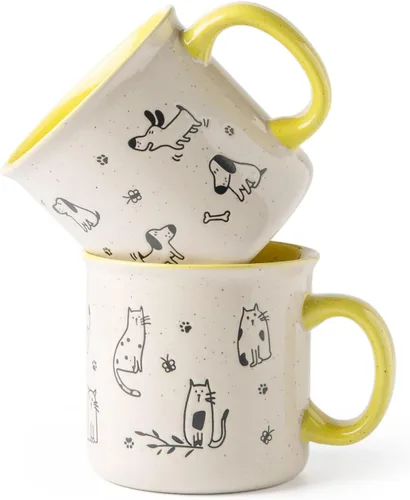 Miniatura 10 de AmorArc Juego de 2 tazas de café de cerámica grandes de 22 onzas, tazas de gran tamaño con mango grande para hombres, mujeres, papá, mamá, taza Azul