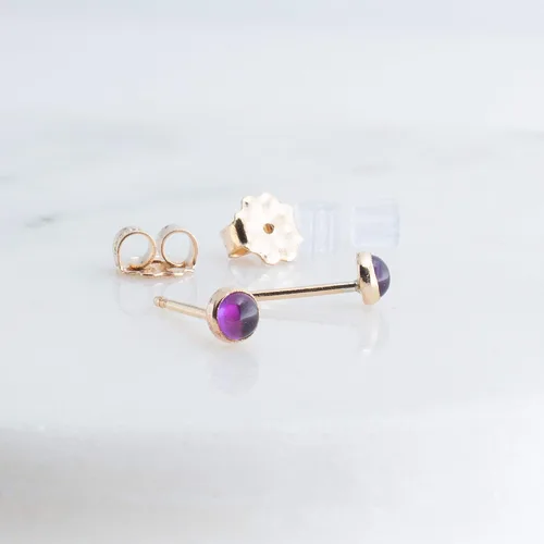 Miniatura 8 de Juego de aretes pequeños de oro con bisel, bola para cartílago, tragus, hélice, múltiples joyas hipoalergénicas de piedra natal para mujer