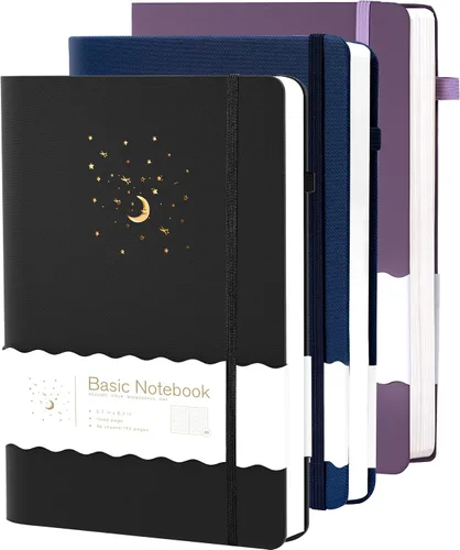 Miniatura 16 de CAGIE Cuaderno rayado para trabajo, cuaderno de tapa dura para escribir, mujeres y hombres, diario para tomar notas con lazo para bolígrafo