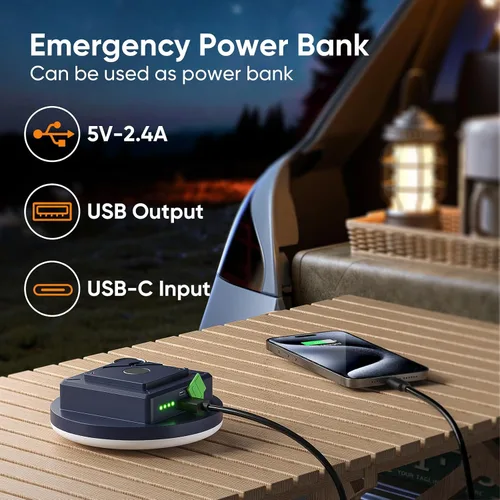 Miniatura 3 de Eventek Luces de campamento de 12000 mAh, linterna LED ultra brillante con 4 modos y magnética, IPX5 impermeable, recargable, luces de tienda de Azul