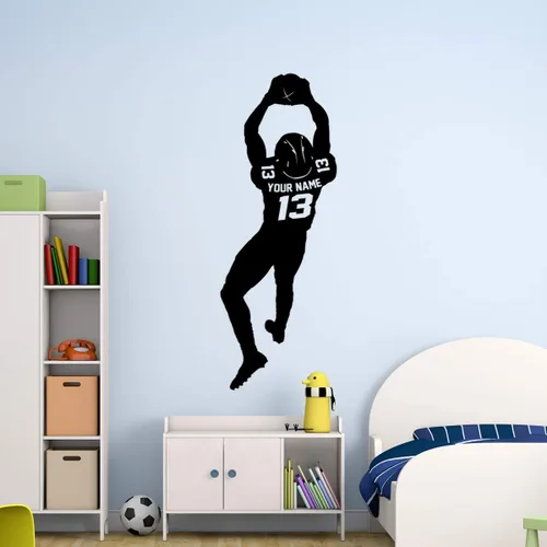 Miniatura 2 de VWAQ Calcomanía de pared personalizada de jugador de fútbol – Nombre personalizado Deportes calcomanía decorativa de vinilo – CS48