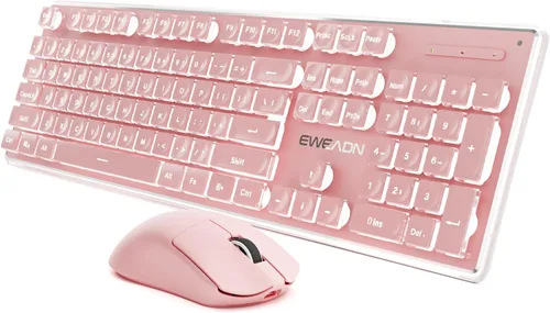Miniatura 12 de SEUNKWANG EWEADN V3 Combo de Teclado y Mouse Inalámbrico con Retroiluminación Azul, Panel Metálico, Teclado y Mouse de Computadora Recargable Negro