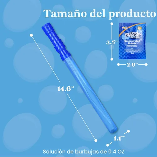 Miniatura 7 de JOYIN - Varitas grandes de 14.6 pulgadas para hacer burbujas para niños, 6 piezas con solución de recambio, juguete de verano, recuerdo de fiesta