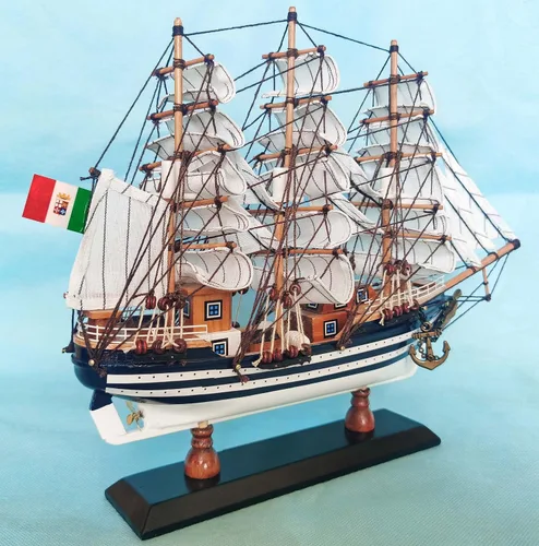 Miniatura 5 de SAILINGSTORY - Modelo de madera Amerigo Vespucci 1/300 escala réplica modelo de barco de vela decoración
