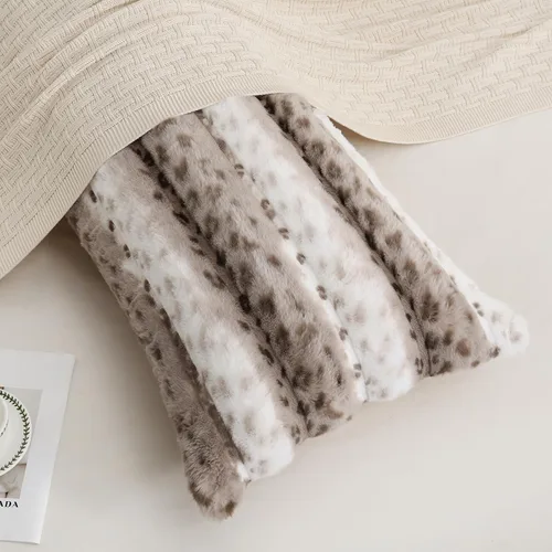 Funda de almohada de piel sintética mullida de felpa lanuda con textura a cuadros, extra suave, esponjosa, tela de piel sintética de conejo, fundas