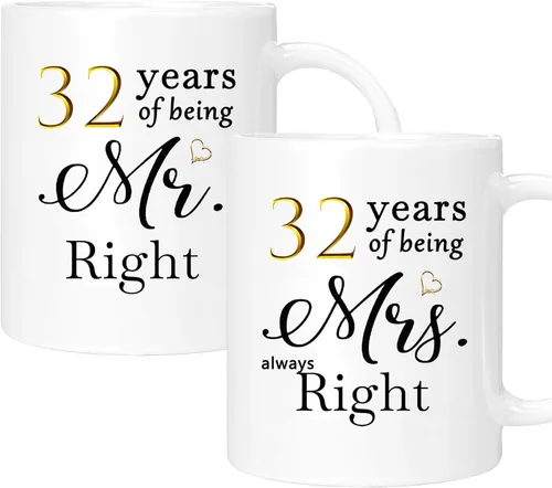 Miniatura 33 de Juego de 2 Tazas de Café del 11º Aniversario, Regalos de Boda del 11º Año Decoraciones de Aniversario para Parejas Padres Hombres Mujeres Marido