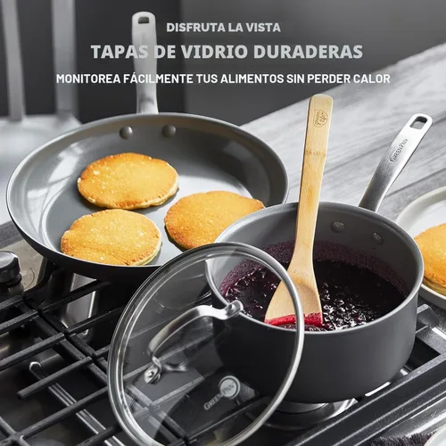 Miniatura 8 de GreenPan Chatham - Juego de 10 piezas de ollas y sartenes de cerámica anodizada y saludable, antiadherente, sartenes para freír, cacerolas, ollas