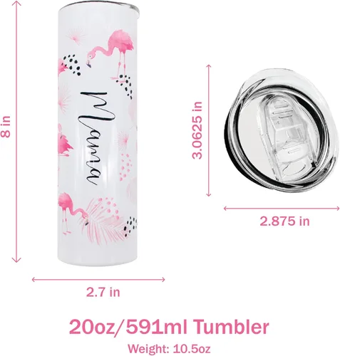 Miniatura 2 de AVITO Vaso aislado de acero inoxidable, 20 onzas, flamenco, personalizado, vacaciones, regalo de dama de honor