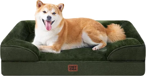 Miniatura 11 de EHEYCIGA - Cama ortopédica para perro grande, impermeable, de espuma viscoelástica y espuma tipo caja de huevos, bordes elevados, antideslizante
