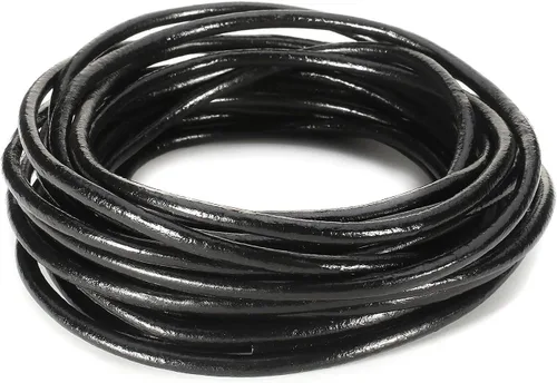 Miniatura 12 de Cordones de cuero redondos genuinos Beadnova de 0.05 a 0.19 in para el collar de la pulsera que rebordea la fabricación de la joyería, 01.blanco