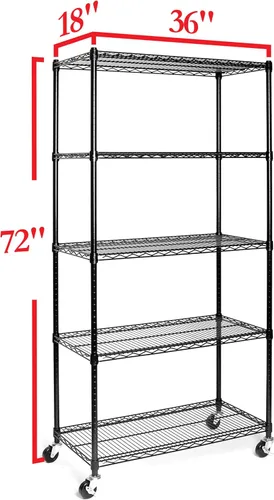 Miniatura 6 de Seville Classics UltraDurable Unidad de Almacenamiento de Estante de Alambre de Acero Sólido NSF de Servicio Pesado, Organizador para Garaje, Negro