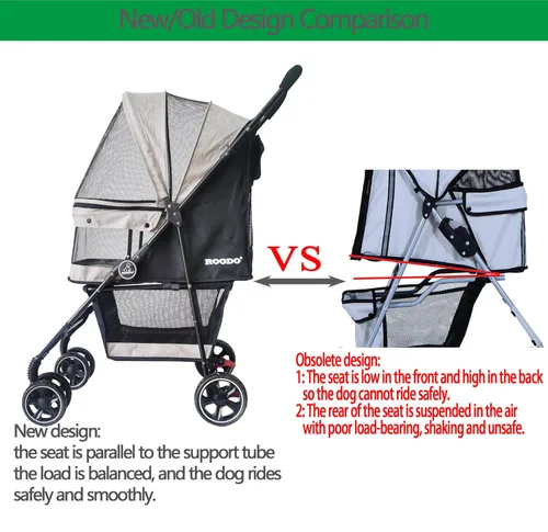 Miniatura 7 de ROODO Cochecito de 4 Ruedas para Perros y Gatos Mascotas, el Mejor Ligero Plegable Compacto Portátil Jogger Todo Terreno Viaje Equipo para Mascotas