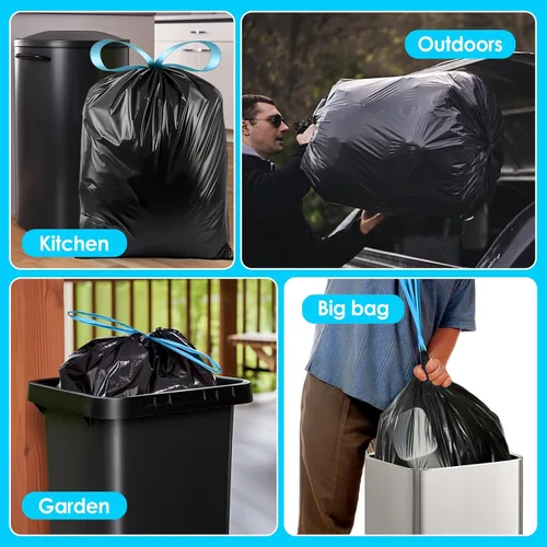 Miniatura 41 de Bolsas de basura de 7 galones, 100 unidades, bolsas de basura con cordón resistentes de Teivio, bolsas para papeleras de baño, bolsas de plástico