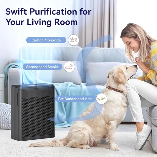 Miniatura 5 de YARIKI Purificadores de aire para el hogar y mascotas, cubre hasta 1500 pies cuadrados, filtro H13 HEPA con pre-filtro lavable, limpiador de aire