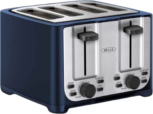 Miniatura 9 de BELLA Tostadora de 4 rebanadas con apagado automático - Ranuras extra anchas y bandeja de migas extraíble y función de cancelar, descongelar