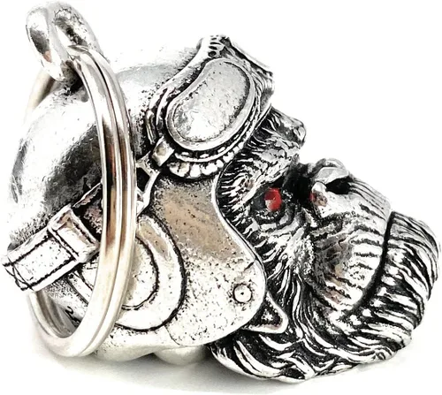Miniatura 2 de Bravo Bells Gorilla Biker Diamond Bell - Accesorio de campana de motociclista o llavero para buena suerte en la carretera, plateado