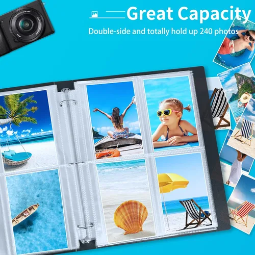 Miniatura 3 de Fabmaker Paquete de 30 fundas de fotos para carpeta de 3 anillas (3.5 x 5, para 240 fotos), protectores de páginas de fotos archivales de 3.5 x 5