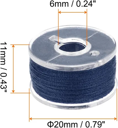 Miniatura 2 de HARFINGTON Juego de hilos de bobina preenrollados tamaños estándar con caja de 25 compartimentos para bordar y máquina de coser, color azul oscuro