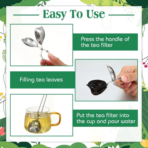 Miniatura 3 de Roshtia Infusor de té de corazón para difusores de té de hojas sueltas, filtros de acero inoxidable, cuchara para regalo de fiesta en el hogar, 50